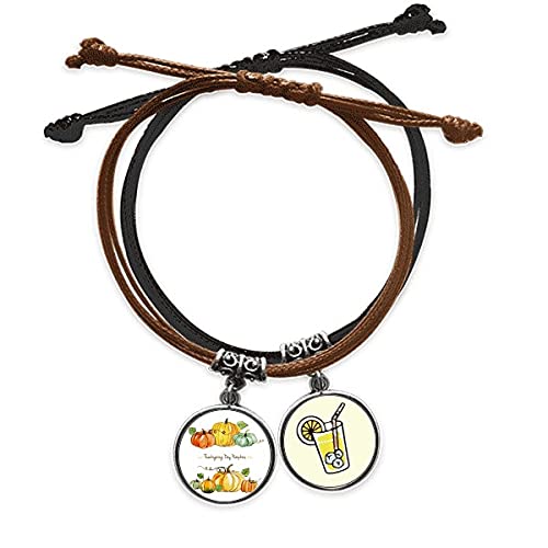 Corde main bracelet citrouille Thanksgiving en cuir tressé et bijoux de saison