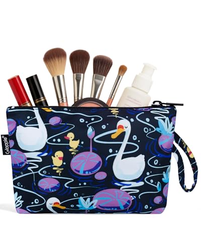 Gloppie Makeup Bag for Purse Cute Sunscreen Bag Travel Cosmetic Bag Swans