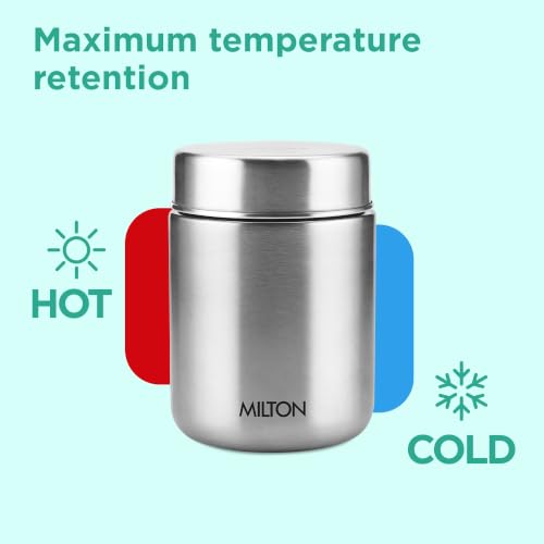 Image of Milton Grab N Go 450 Thermosteel Vacuum Insulated Food Jar|Hot & Cold Thermal Flask|Double Walled|Leak Proof|Ideal for carrying Soup, Khichdi, Sweet Corn to Office, School & Travelling, 410 ml, Silver
