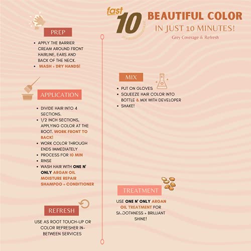 One 'N Only Argan Oil Fast 10 Permanent Hair Color Kit 4N Natural Medium Brown, Gray Hair Coverage In 10 Minutes, Helps Maintain Natural Moisture Balance, Advanced Micro-Pigments For Natural Tones #TOP4