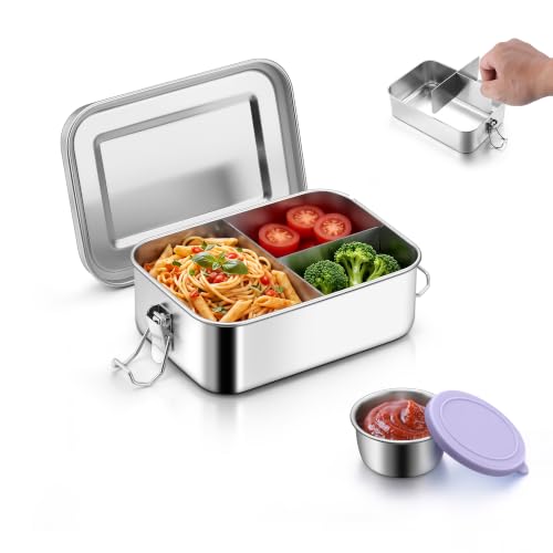 E-far Stainless Steel Lunch Box for Kids - 3 Compartments, 28oz/850ml