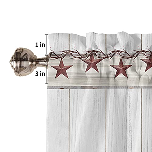 Vintage Star Western Texas Kitchen Curtain Valance, Window Curtain Valance Rod Pocket, 1 Panel Small Valances Window Treatment For Bathroom Living Room Cafe (54X18In Farm Barn Wood Plank) #TOP4