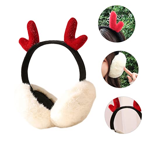 1pc Plush Antler Design Earmuffs for Warmth Adorable Ear Cozy Visual Effect Soft Material for Cold Weather for Girls and Festive Occasions3