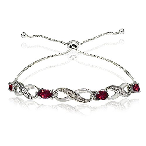 B. Brilliant Sterling Silver Synthetic Ruby Figure 8 Infinity Bolo Adjustable Bracelet For Women Girls #TOP27