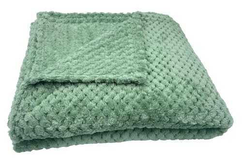 CosìCasa Winterdecke für Einzelbett: Die Tagesdecke aus Fleece mit Jaquard-Verarbeitung mit Wabenmuster | unvergleichliche Wärme & Stil in einer Fleecedecke (einfarbig grün, 140 x 190 cm)