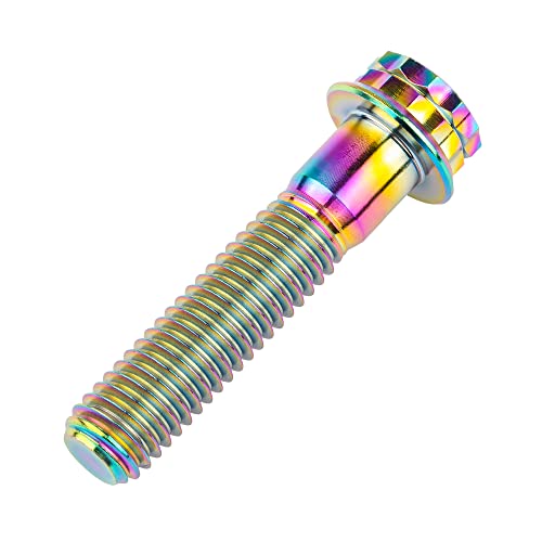 Image of Titanium Flange 12 Point Head M8 x15 20 25 30 35 40 45 50 55 60 65mm Screw Bolt Pack of 4 (M8x35mm, Rainbow)
