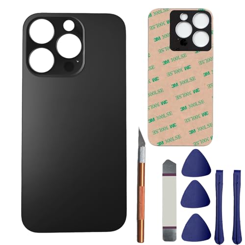 14 Pro - Cristal Trasero de Repuesto para iPhone 14 Pro, con Adhesivo preinstalado + Kit de Herramientas de reparación (Negro Espacial)
