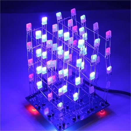 Partially assembled ISolderStore 4x4x4 3D LED Light Cube showing LEDs soldered to the PCB