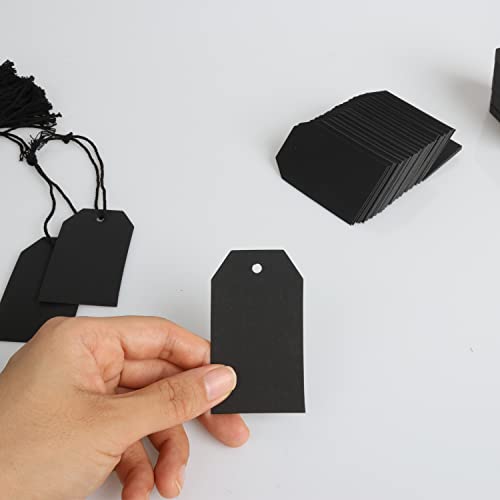 200Pcs Paper Gift Tags With Free 200Pcs Black Cotton Strings,Blank Hangtags For Diy Arts And Crafts Wedding Holiday Present(Black) #TOP3