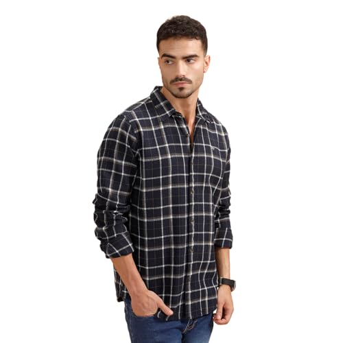 Image of WROGN Men's 100% Cotton Shirt | Checkered Pattern | Regular Fit