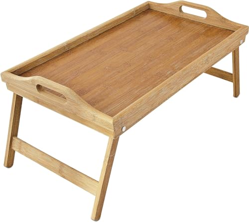 Miniatura 5 de Uboon Bandeja De Desayuno De Bambú Con Patas Plegables Y Borde Alto: Doble Función, Mesa Versátil De Bambú Para Servir Y Más