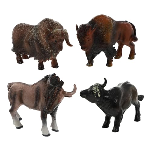 FOYTOKI 4個 ミニチュア?牛模型 知育 用リアル動物フィギュア 卓上マイクロランドスケープ飾り 写真小道具 インテリア置物