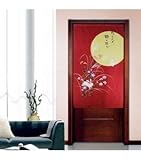 Brand New Red Chinese peony Full Moon Door Curtain Japanese Noren front door decor YangFan