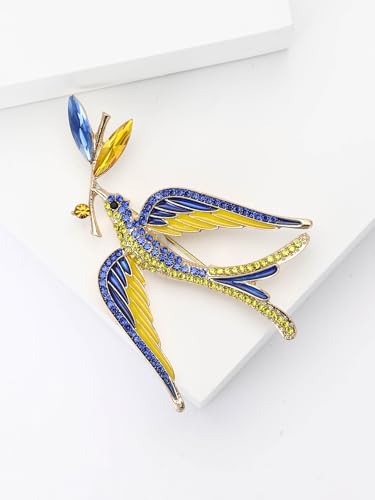 Image of Fashionable Peace Dove Brooch for Women Ukrainian Wheat Ear Brooch Dress Suit Pin Accessories