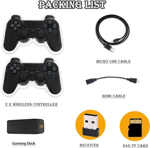 Retro Gaming Console M8 64G Wireless Game Stick,20000+ Games 4K HDMI Output Plug and Play Handheld G