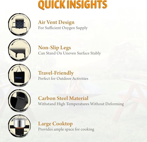 Image of Wood Fired Rocket Stove Smokeless For Home&Large Family|Lakdi Ka Mitti Ka Chulha Angeethi Sidgi |Outdoor Cooking Picnic Camping Hiking Barbeque Bbq|Heavy Duty|Metal (A)