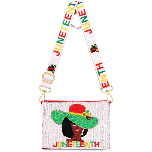 Image of Juneteenth Purse for Women Beaded Afro Freedom Crossbody Purse Shoulder Bag Black History Month African Outfit Gift