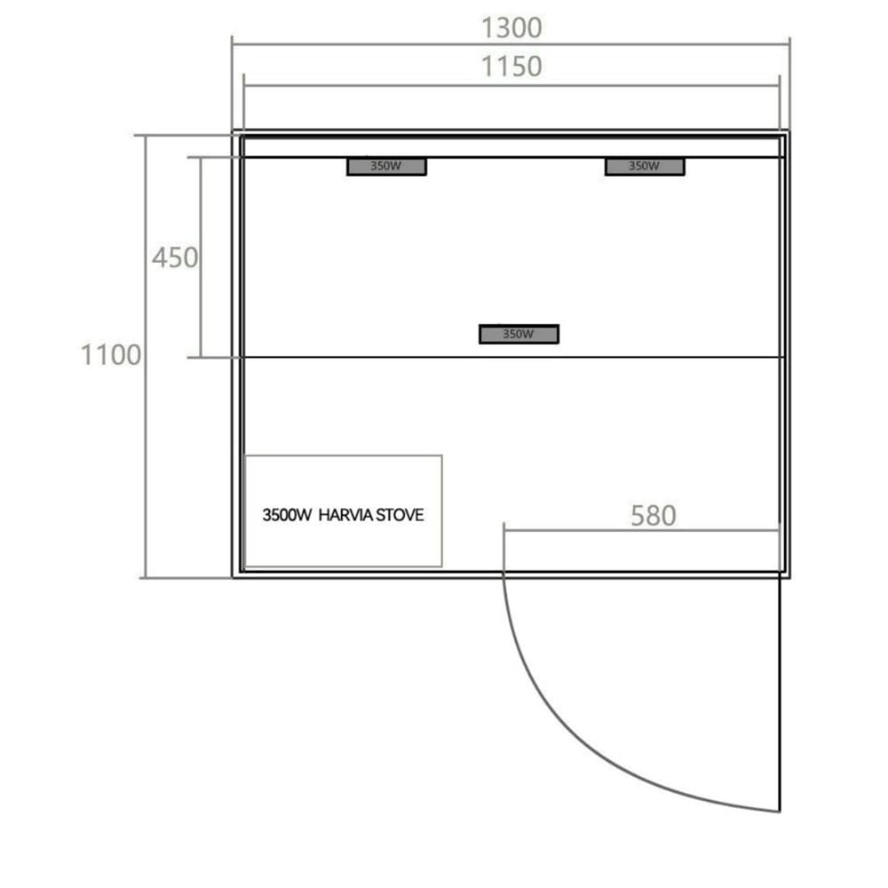 Bagno Italia Sauna 130x120 cm infrarossi e finlandese combinata piastre full spectrum e stufa