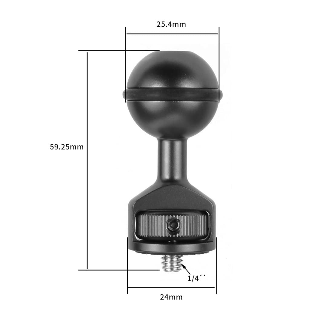 FEICHAO Adaptateur réglable à tête sphérique de 2,5 cm avec base de griffe froide pour étui d'appareil photo sous-marin flash vidéo (kit B
