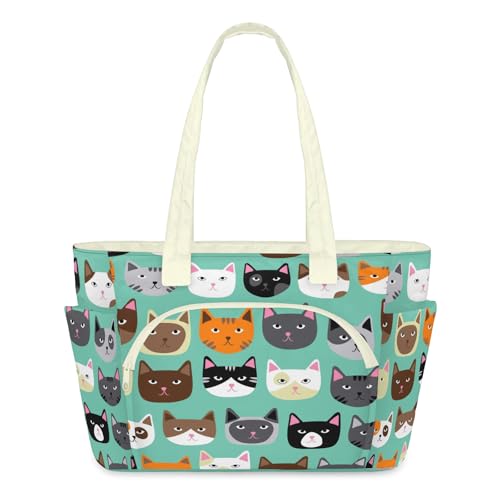 Sac fourre-tout chat léger et matelassé avec fermeture éclair