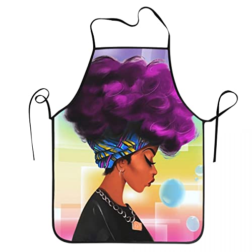 Kent Hill African Girl American Artist Art Colorful Headscarf Purple Hair Cozy Anti Pollution Apron Anti Dirty Fashionable Anti Dirty Apron For Adult #TOP6