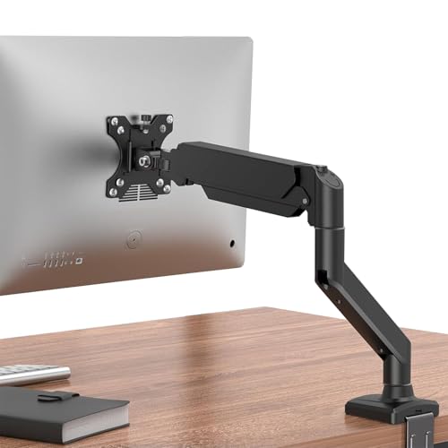 Image of Amazon Basics Pro Series Ergonomic Single Monitor Arm with Gas Spring - Full Motion VESA Mount (13 inch-32 inch), 360 Rotation, Supports up to 8 kg | Adjustable Monitor Mount