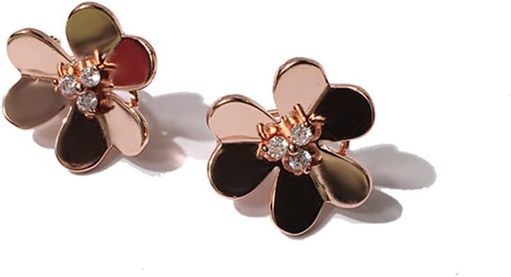 18k Gold Plated Clover Earrings Women AAA Cubic Zirconia Glossy Flowers Stud Earrings Luxury Ear Buckle Wedding Jewelry