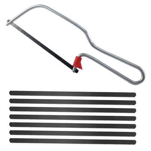 Cumnvulnt Junior Hacksaw, Professional Metal, Wood & Plastic Cutting Saw with 7 High Speed Steel Blades, Adjustable Angle, Finger Guard, 24cm Length