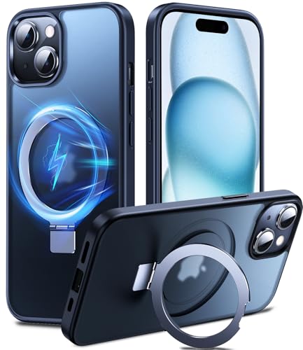 Coque silicone iPhone 15 Plus noire de qualité supérieure avec anneau magnétique