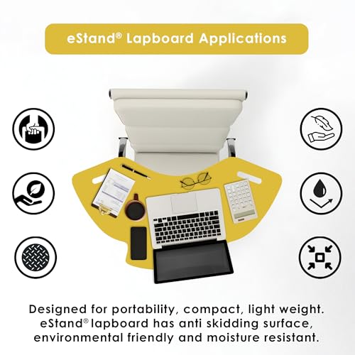 Image of Lap Board for Study | Home | Dining | Office | Laptop | Computer Desk | Reading & Writing | Multi-Purpose | Made in India | (Yellow, SPIDER-LB-30X16-YELLOW)