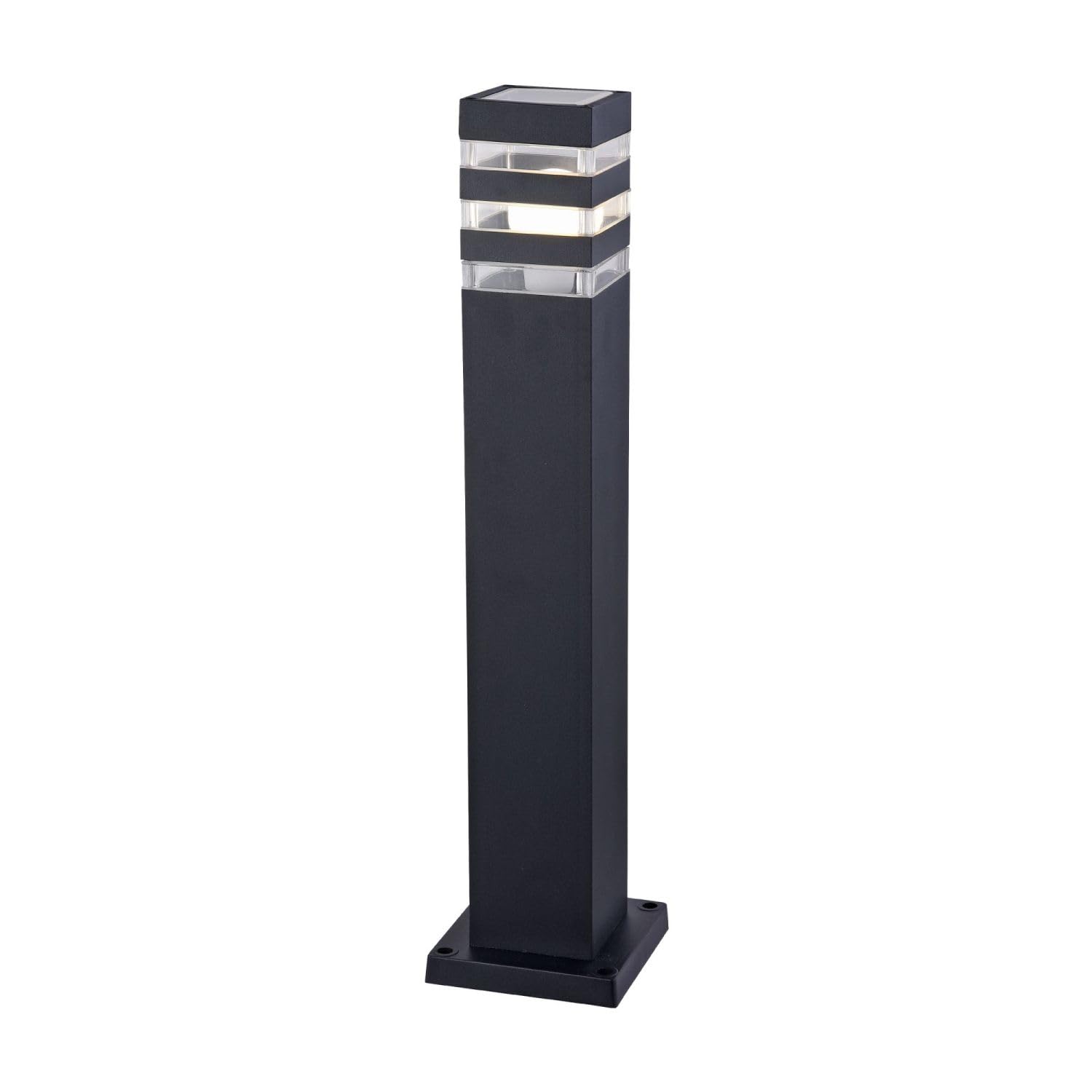 Licht-Erlebnisse Pollerleuchte außen Aluminium 61 cm hoch IP54 Schwarz E27 eckig Modern Wegeleuchte Garten Stehlampe außen Outdoor Stehleuchte