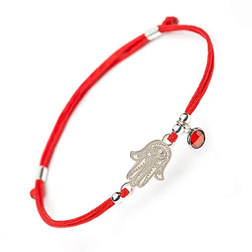 Women Adjustable 925 Sterling Silver Bracelet - Hamsa Kabbalah Evil Eye Protection Red String Jewish Amulet Pendant - Protection Jewelry Lucky, Success - Bracelets for Women Girl Kids by Solomiya JL