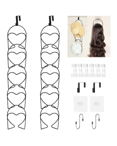 LINFIDITE 10 Pack Hat Rack for wall hat organizer for baseball caps Over Door cap hat hook storage holder hanger display Closet wig stand storage w Hanging Hook Black
