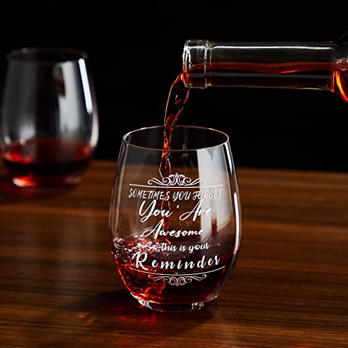 Sometimes You Forget You Are Awesome Stemless-Funny Gift Wine Glass For Women, Best Friend Gift For Women, Funny Gifts For Her, Birthday Gifts For Women, Unique Gift For Girlfriend, Sister, Bff, 15Oz #TOP3
