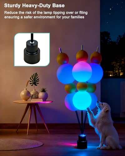 Image of Lightdot RGB& 3000K Floor Lamp with Touch Control, Dimmable Colors Temperature, Globe Modern Floor Lamp with Smart Bulb Included, Yellow Standing Lamps for Living Room /Sofa Beside /Corner Decor