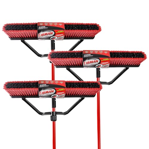 Image of Libman Commercial 1230 24 inch Multi-Surface Squeegee Push Broom, Steel Handle, Synthetic Squeegee Blade (Pack of 3)
