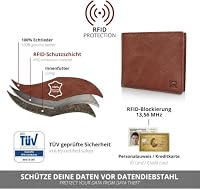 KRONIFY Leder Geldbörse Herren I Echtleder Portmonee Herren I RFID Schutz I Querformat I Herren Geldbörse mit Münzfach I 13 Kartenfächer I Geldbeutel Herren I eleganter Box (Crazy Vinkat) – Ansicht 4