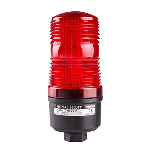 MS70LT-MBFF-R, 70mm LED Signal Light, Direct Mount, Flashing & Buzzer, 110-220VAC, Red Lens