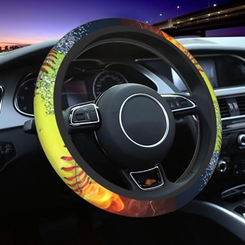 Béisbol Softbol Aligeramiento Bola Cubierta del Volante Universal 15 Pulgadas Avanzado Antideslizante Elástico Transpirable Accesorios del Volante del Coche