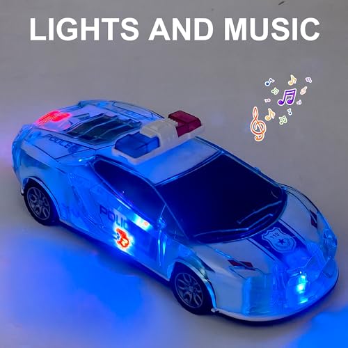 Image of VGRASSP Push and Go City Guard Police Car Toy for Kids with Flashing Lights and Music - Friction Patrol Vehicle with Sound Effects - Color As Per Stock