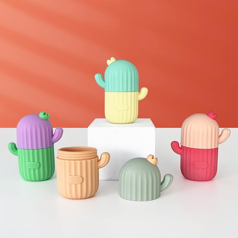 Cactus Ice Face Roller Mold, Silicone Leak-Proof Reusable Facial Ice Cube Tray for Skincare, Eye Puffiness Relief, Pore Tightening - Cute Cooling Beauty Tool for Women and Teens