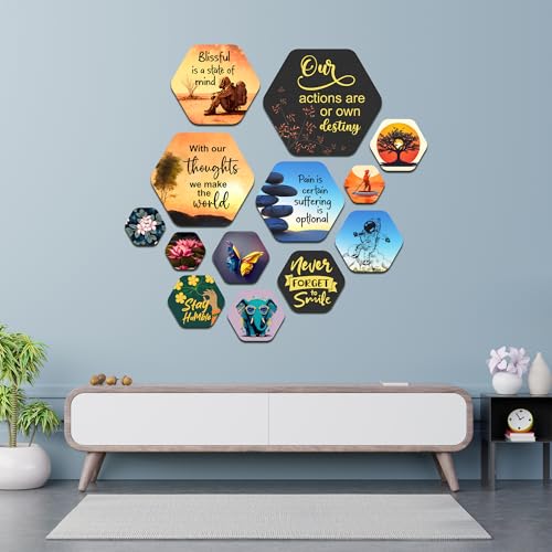 Image of Decor Smart Inspirational Wooden Wall Art | Living Room Decoration | Positive Mindfulness Accent | Home Decor Decorative Artwork | Motivational Quotes Wall Hanging | Spiritual Sticker Panel (WPS 212)