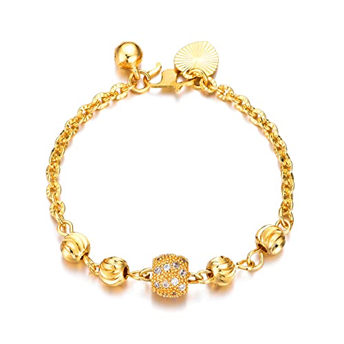 Ethlyn Baby Bracelets for girls 18K Gold Plated Beads Bracelets Bells Baby Girls Birthday Gifts