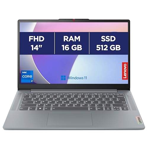 Lenovo IdeaPad Slim 3 14IRH8 – Ordinateur Portable 14 » FHD (Intel Core i7-13620H, RAM 16Go, SSD 512Go, Intel UHD Graphics, Windows 11 Home) Clavier AZERTY Français – Gris