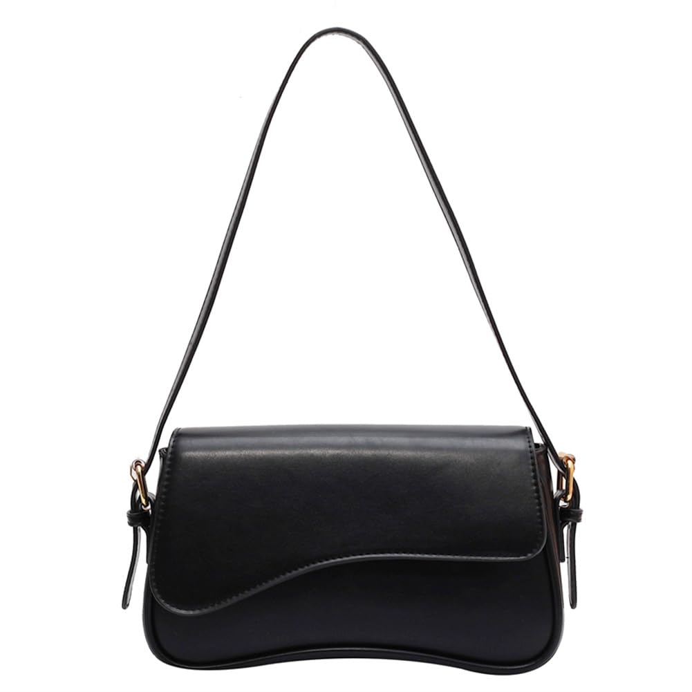 Y2k Shoulder Bag for Women Black Vegan Leather Purse Retro Clutch