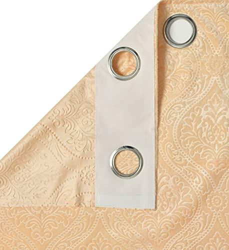 Image of Homefab India Pack of 2 Velvet Window Curtains - 5 feet, Cream