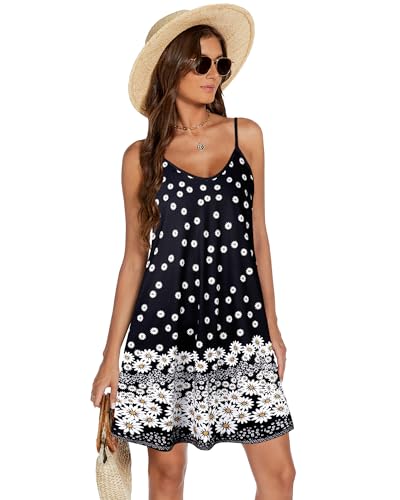 Image of elescat Womens Summer Dresses Spaghetti Strap V Neck Casual Sleeveless Sundress Beach Cover Ups with Pockets 2026