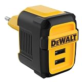 DEWALT Heavy Duty Dual USB Wall Charger, 24W Angled USB Ports Charging Cube, EU Plug, 2-Port Adapter for iPhone 17 16 15 14 13 Pro Max, Galaxy S22 S21, Note 20, HTC, Moto, LG – Rugged Jobsite Design