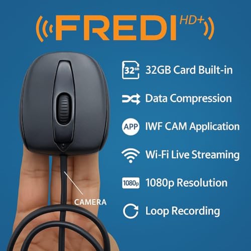 Image of FREDI HD PLUS WiFi Indoor Security Camera 1080P Full HD Live View Mobile Motion Detection Loop Recording AC Power 32GB Inbuilt Storage Mouse Camera