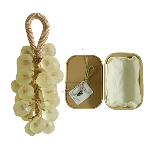 Crystal Grape Soap, Grape Soap On A Rope, Handmade Grapes Shape Bath Soaps Shower Bar Moisturizing Facial Cleanser For Men Women Home Decor（jasmine ）